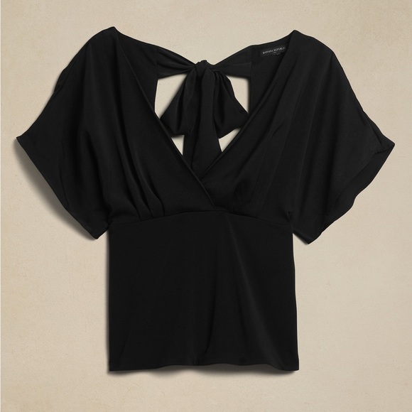 NWT Banana Republic Factory Black Tie Back Top - Picture 2 of 4
